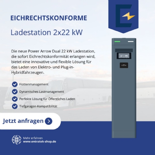 Power Arrow Dual 22 kW – Eichrechtskonforme Ladestation für eine zukunftsfähige Ladeinfrastruktur